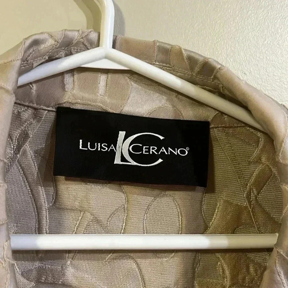 [US10]Luisa Cerano Textured  Floral Pattern Cotton Blend Long Blazer Coat - Picture 3 of 11